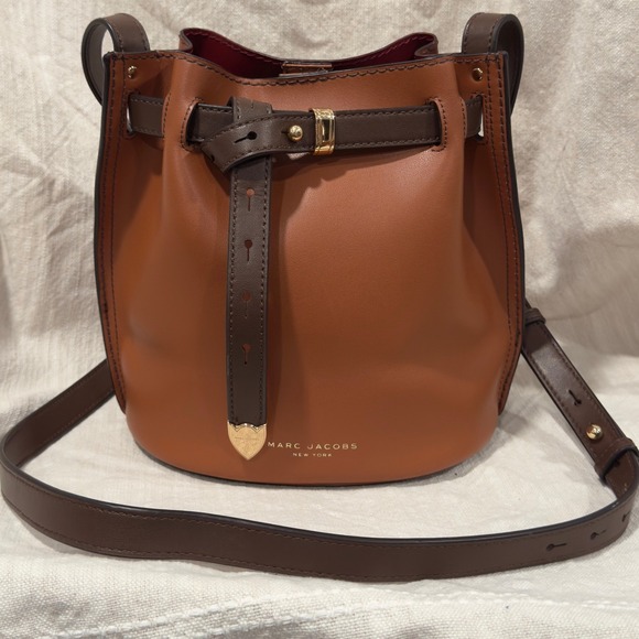 Marc Jacobs Renegade Color Blocked Brown Leather Bucket Bag Crossbody - Picture 10 of 16